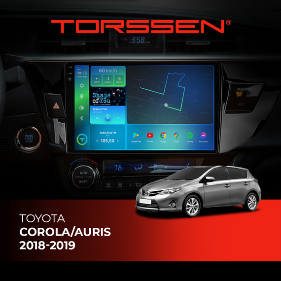 Штатна магнітола Torssen 2K Toyota Corola/Auris 18-19 FL10 4+64Gb 4G Carplay DSP