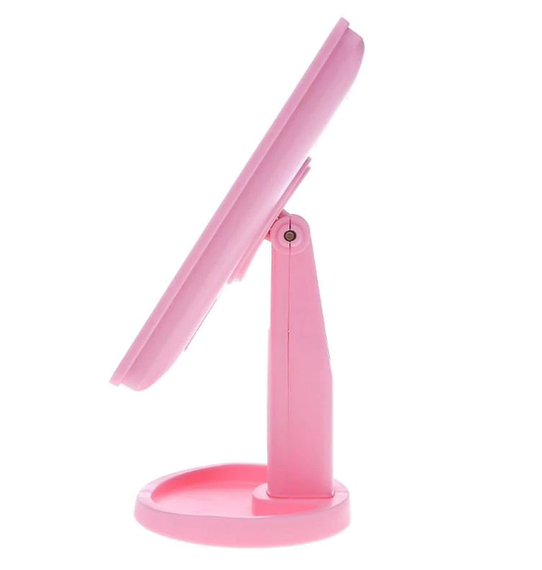 Настільне дзеркало для макіяжу Mirror c LED підсвічуванням 16 діодів квадратне Рожевий