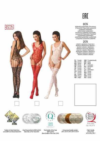 Бодістокінг BS051 Black Passion, з візерунком та імітацією у вигляді панчох, чорний, S/L | Зображення 5