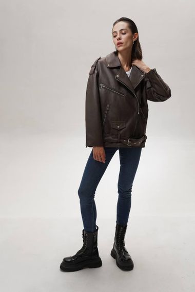 Косуха Oversize жіноча коричнева S-M | Зображення 1