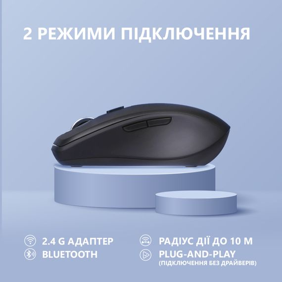 Мишка 2E MF225 Silent Wireless/Bluetooth Black (2E-MF225WBK) | Зображення 4