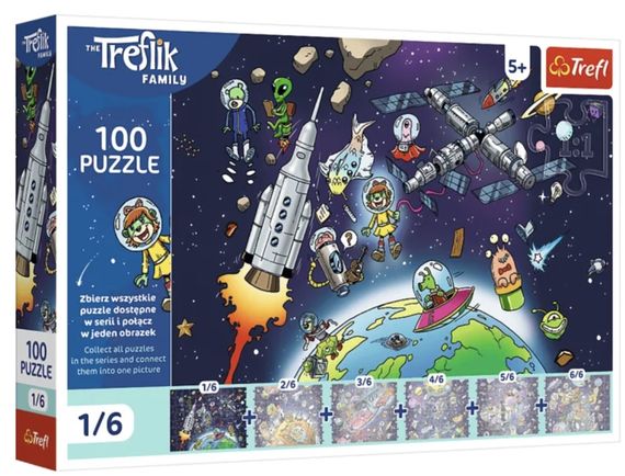 Пазл "The Treflik Family. Сонячна система - Трефлінка в космосі" 1/6 100 елементів 16541 Trefl, в коробці (5900511165418)