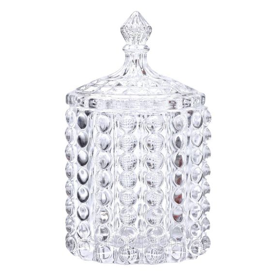 Цукерниця стеклянная з кришкою Ø7.5 см ваза цукорниця кругла HP-4-105 | Зображення 1