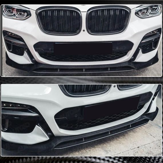 Накладки на передній бампер Lip (для оригінального M-Sport 2018-2021, Карбон) для BMW X3 G01 2018- рр | Зображення 3