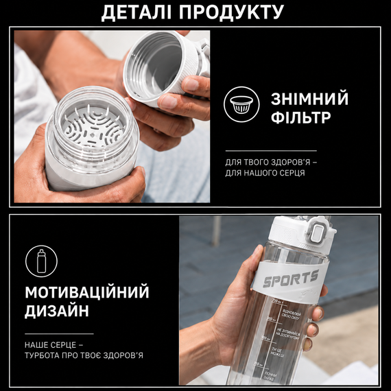 Эко-бутылка KANGZYUAN 500 мл - Белая Tritan BPA-free, ударопрочная, спортивная с эргономичной крышкой | Зображення 2