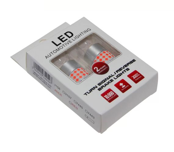 Комплект світлодіодних ламп LED Qline 3157 (P27/7W) Red CANBUS (2шт) 12V | Зображення 2