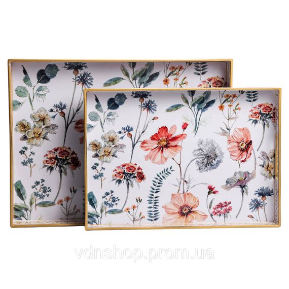 Набір прямокутних підносів для подачі їжі 2 (шт) 40×30×4 (см) гарні декоративні таці для кухні, у ліжко, на стіл HP-HK-19