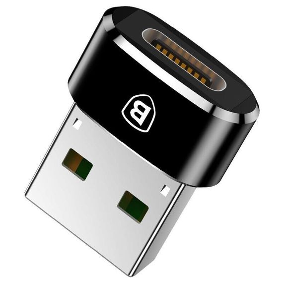 Перехідник Baseus USB Male To Type-C Female Adapter Converter 3A (CAAOTG-01) Чорний | Зображення 1