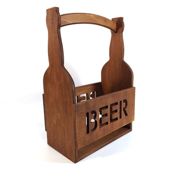 Ящик для пивних пляшок BEER 23х36х16 см Майстерня містера Томаса фанера 10 мм полісандр | Зображення 1