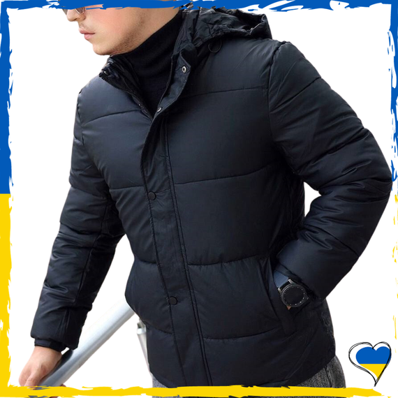 Куртка чоловіча пуховик чорна. Куртка водовідштовхувальна. S, M, L, XL, 2XL | Зображення 3