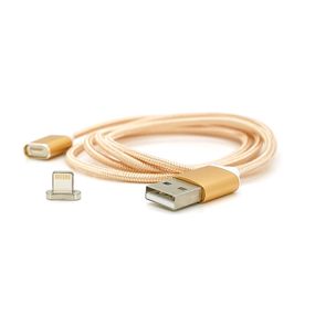 Магнітний кабель USB 2.0/Lighting, 1m, 2А, індикатор заряду, обплетення тканини