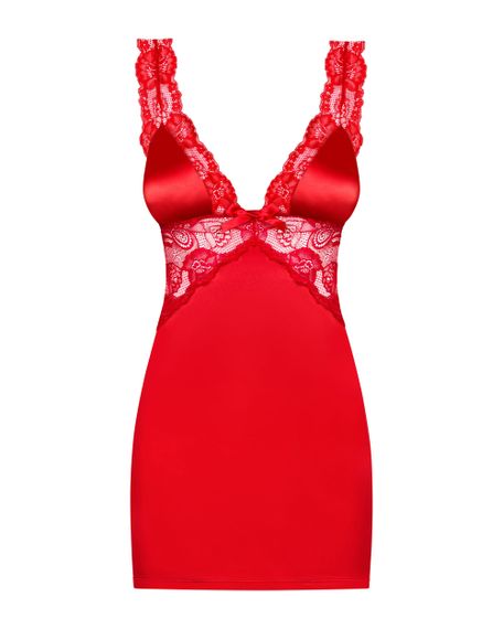 Сорочка атласная Obsessive Secred chemise Красная S/M | Зображення 5
