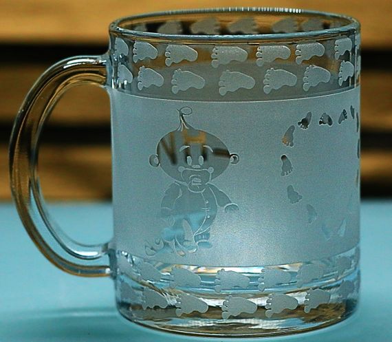 Подарункова скляна чашка для чаю кави 320 мл з піскоструминним гравіюванням написи Дідусь | Зображення 1