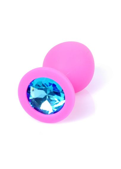 Анальна пробка - Jewellery Silicone Pink Plug M Light Blue | Зображення 8