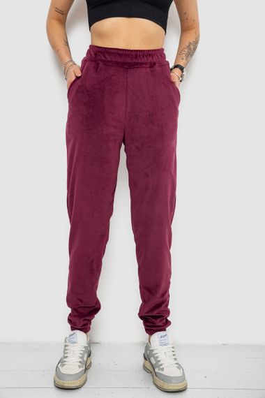 Спортивні штани жіночі велюрові, колір бордовий, 238R58646