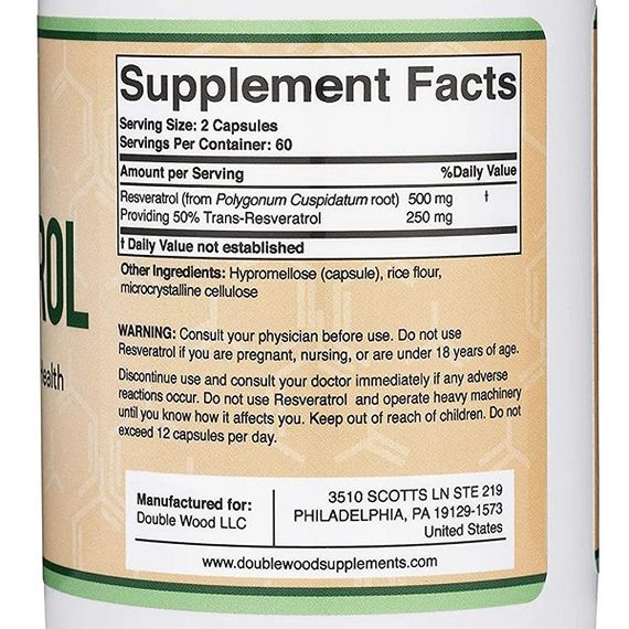 Ресвератрол Double Wood Resveratrol 250 mg 120 Caps | Зображення 1
