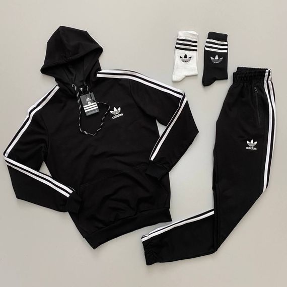 Костюм Adidas з худі чорний і 2 пари шкарпеток у подарунок | Зображення 1