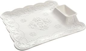 Страва фарфорова набір 2 штуки White Lace 26x26см із соусником