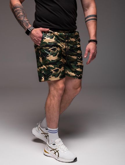 Мужские легкие шорты из плащевки внутри с сеткой RA2040, цвет каммуфляж, размер S | Зображення 3