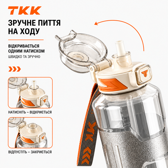 Спортивная бутылка для воды TKK 1500 мл (1.5 л): ударопрочный Tritan BPA-free, Белая | Зображення 4