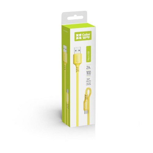 Кабель USB MicroUSB ColorWay CW-CBUM043-Y 2,4A 1м жовтий | Зображення 2