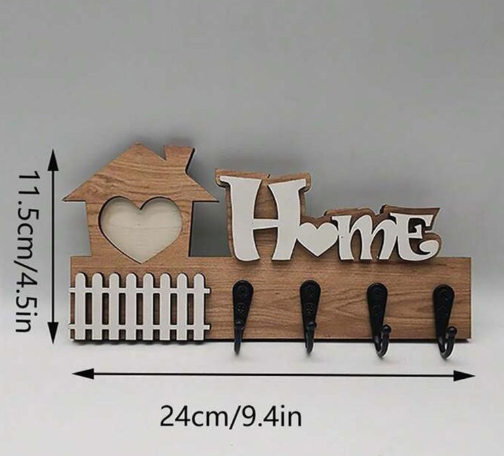 Навісний органайзер для ключів  HOME на 4 гачки  24х11.5 см, ключниця настінна | Зображення 1