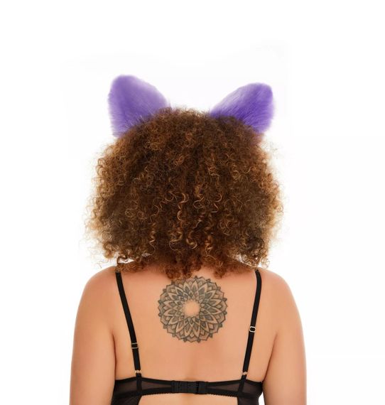 Меховые ушки кошки двухцветные: Фиолетовый, белый OKOVA sexstyle | Зображення 3
