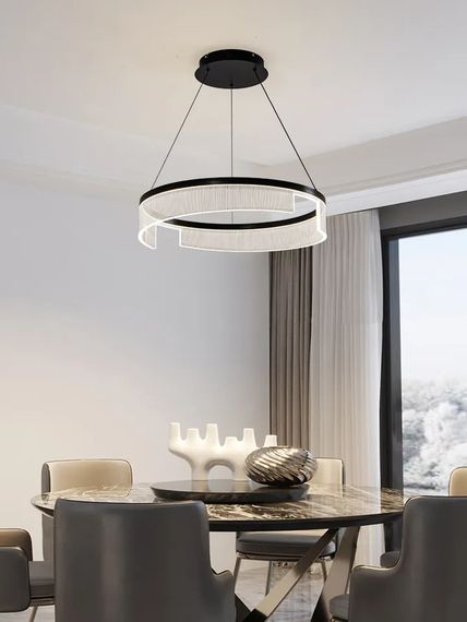 Люстра світлодіодна підвісна LED світильник для квартири на стелю лед 26985 Чорний 35-140х80х80 см. | Зображення 7