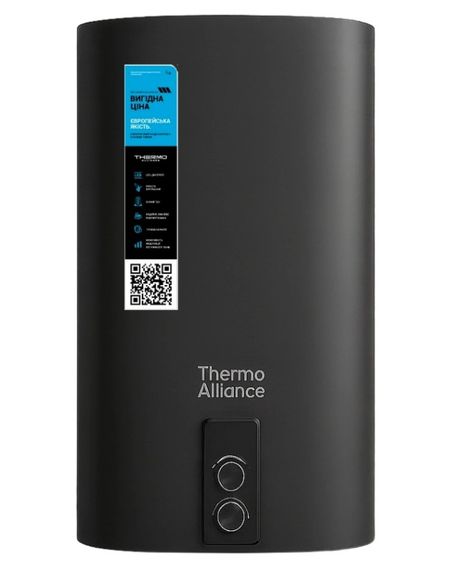 Водонагреватель электрический Thermo Alliance, 2,0 кВт, "сухой" ТЭН, 80 л плоский, вертикальный, прямоугольный, черный (DT80V20GPDD2B)