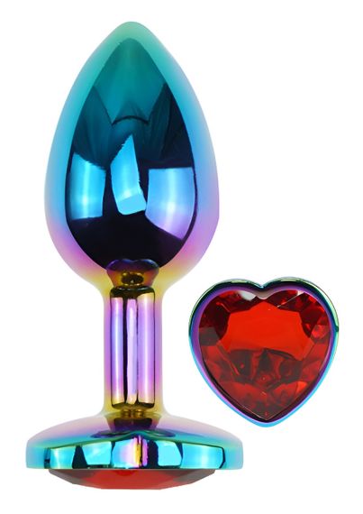 Анальна пробка з кристалом EGZO - Multicolor Heart Plug Red size M Sex Aura | Зображення 1
