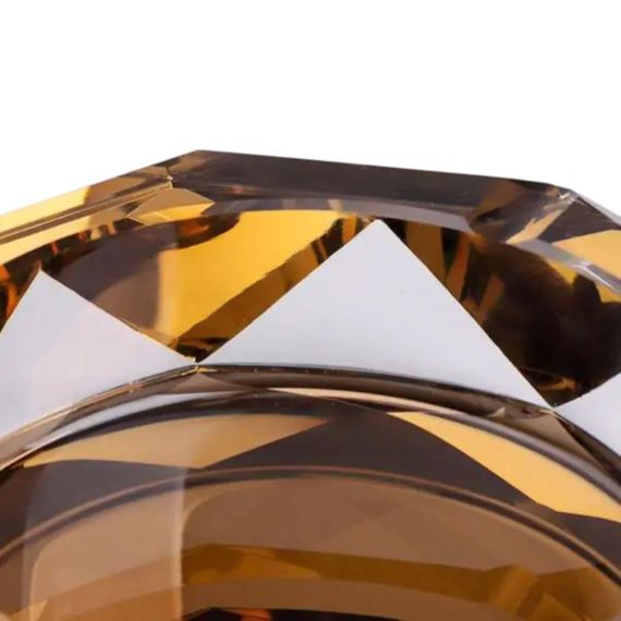 Декоративная пепельница для сигарет 14.5×4 см стеклянная пепельница настольная Золотистая HP-4-130 | Зображення 1