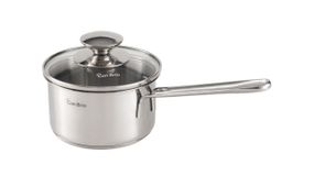 Кухонний ковш Con Brio CB-1001, 0.8 л, 12 см, з нержавіючої сталі з кришкою, для всіх типів плит