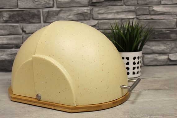 Хлебница деревянная Maestro MR-1678G-BEIGE бежевая с пластиковой крышкой | Зображення 1