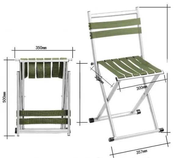 Складной стул для пикника и рыбалки со спинкой 45 см C-1 | Зображення 4