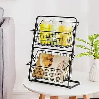 Універсальний кухонний металевий органайзер, двостороння полиця для овочів, фруктів, приправ (39x28x18см) | Зображення 4