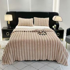 Плед Dushka Home Шарпей Полоска 7 см 21798 200х230 см бежевый