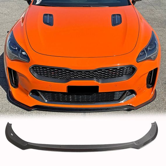 Передний Бампер Лип Спойлер (Карбон) для Kia Stinger 2017-2023 гг