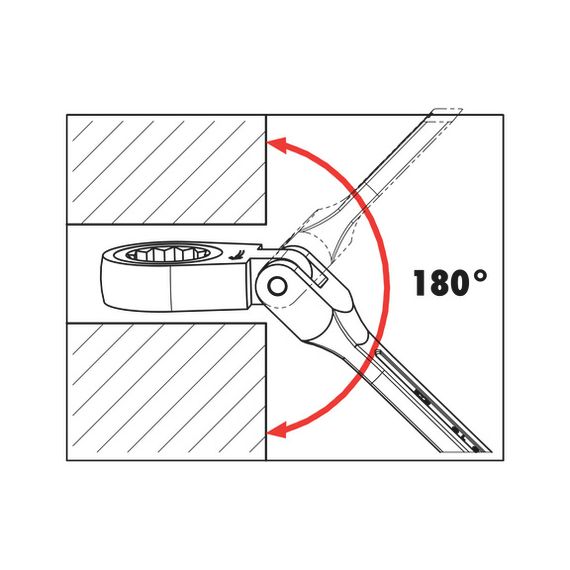 Набір ключів гайкових комбінованих з тріскачкою і шарніром, 6 шт., ZEBRA | Зображення 4