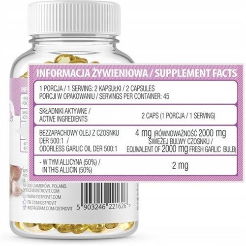 Натуральная добавка для спорта OstroVit Garlic 90 Caps | Зображення 2