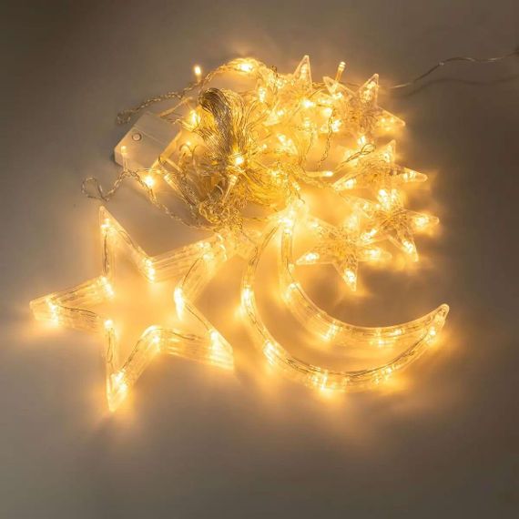 Электрическая гирлянда Звезда штора 3 метра на окно для фотозон желтая WYF11Y | Зображення 6