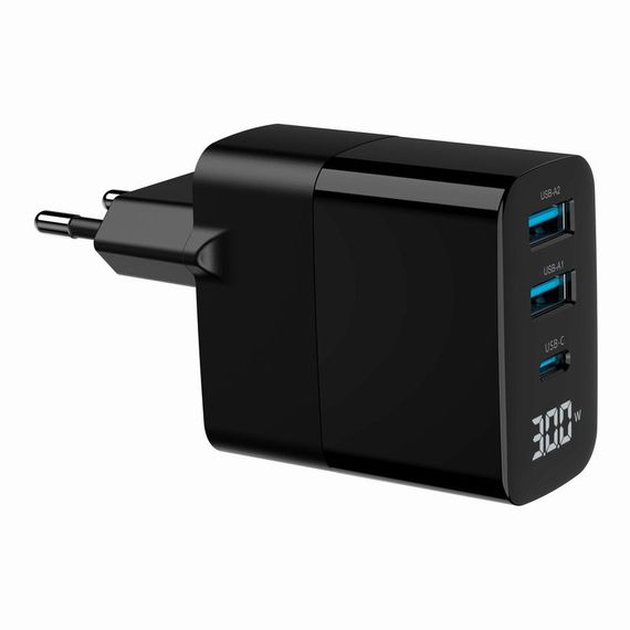 Мережевий зарядний пристрій Gembird TA-UC-PDQC30LCD-BK-02 | Зображення 1