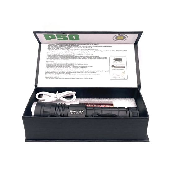 Карманный фонарь Bailong BL-P03-P50 с usb зарядкой | Мощный карманный фонарик | Мощный FW-314 ручной фонарик | Зображення 6