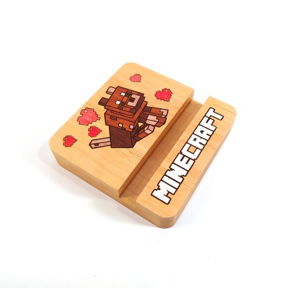 Підставка тримач під смартфон планшет Minecraft песик 10х10х2 см Майстерня містера Томаса Дерево | Зображення 4