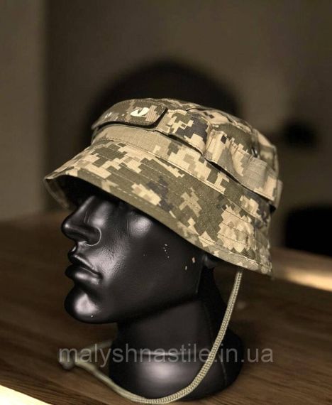 Панама з липучкою (під шеврон) та короткими полями Strike, піксель ЗСУ