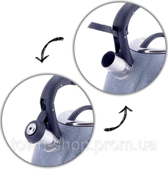 Чайник Kamille Whistling Kettle Marble 3л из нержавеющей стали со свистком (серый мрамор) KM-1073GR | Зображення 2