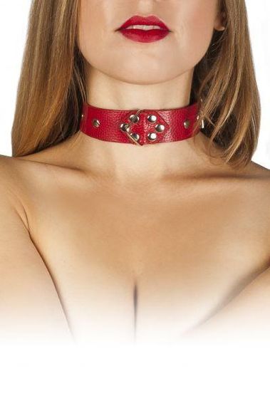 Ошейник Leather Restraints Collar, Red Sex Aura | Зображення 1