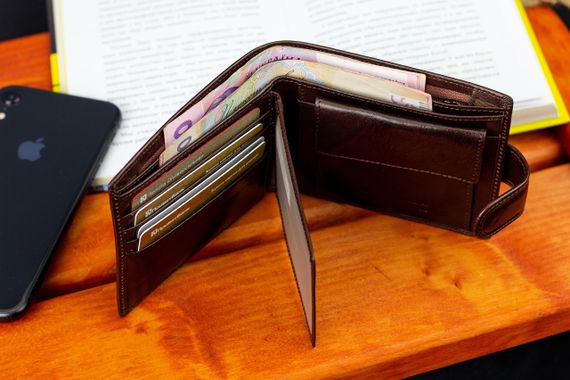 Коричневое мужское портмоне на кнопке из натуральной кожи Marco Coverna B047-802 | Зображення 8