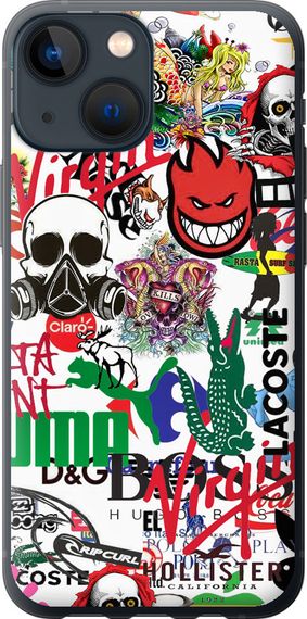 Чехол на iPhone 13 Mini Many different logos "4022u-2373-17620"