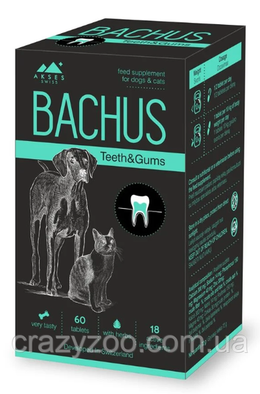 Витамины для собак и котов Bachus Teeth&Gums для гигиены полости рта ЦЕНА ЗА 1 ТАБЛЕТКУ