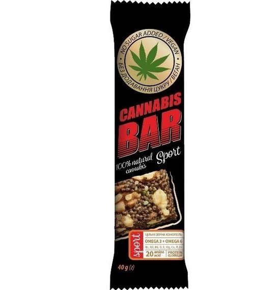 Батончик-мюслі CANNABIS BAR (Канабіс Бар) з волоським горіхом + насіння канабісу 40 р.